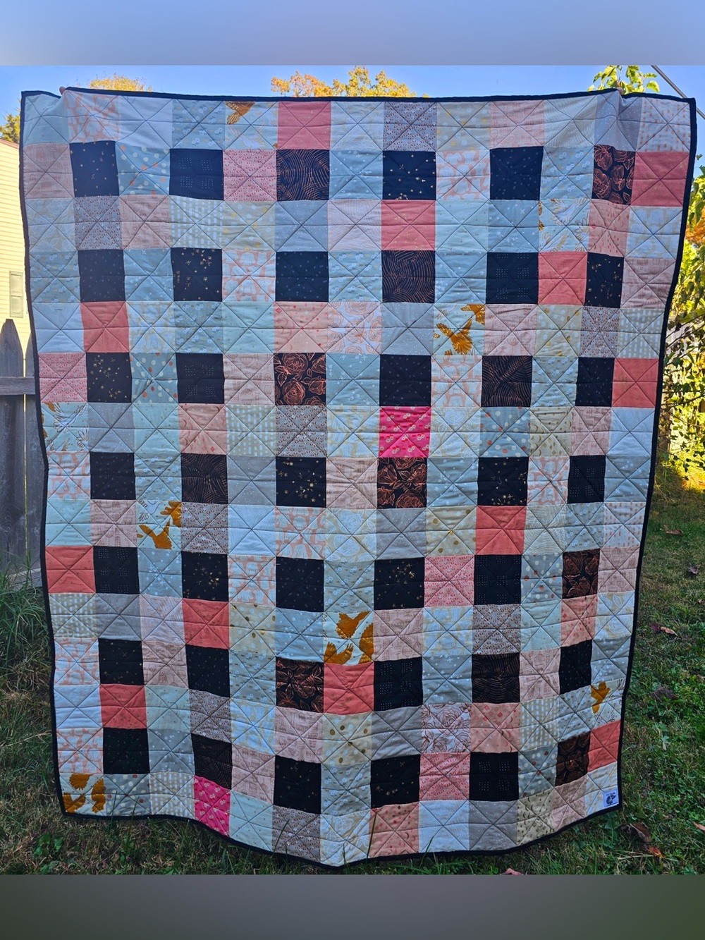Handmade Ruby Star Society Quilt: Patchwork Vintage Style Heirloom Quilt